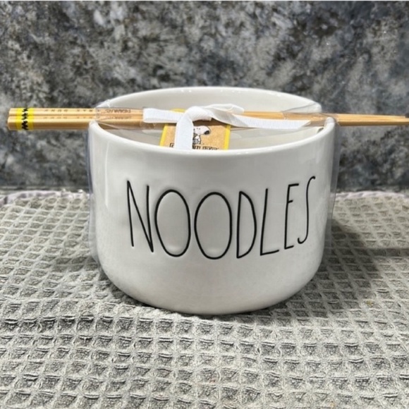 Rae Dunn Other - NWT Rae Dunn x Peanuts “Noodles” Ceramic Bowl with Chopsticks